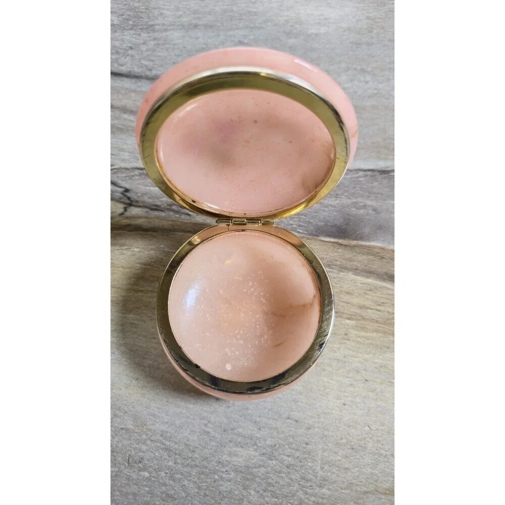 Vintage Genuine Italian Alabaster Hand Carved Pink Floral Trinket Jewelry Box